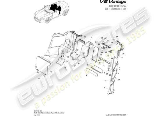 Aston Martin V8 Vantage 2008 Part Diagrams Eurospares