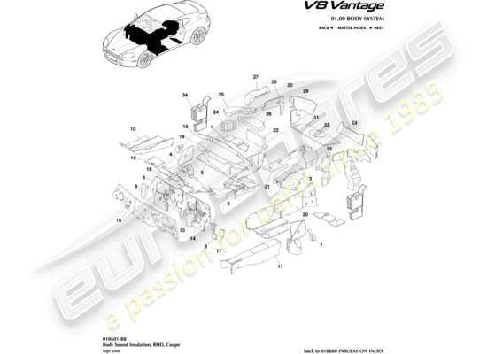 Aston Martin V8 Vantage 2008 Part Diagrams Eurospares