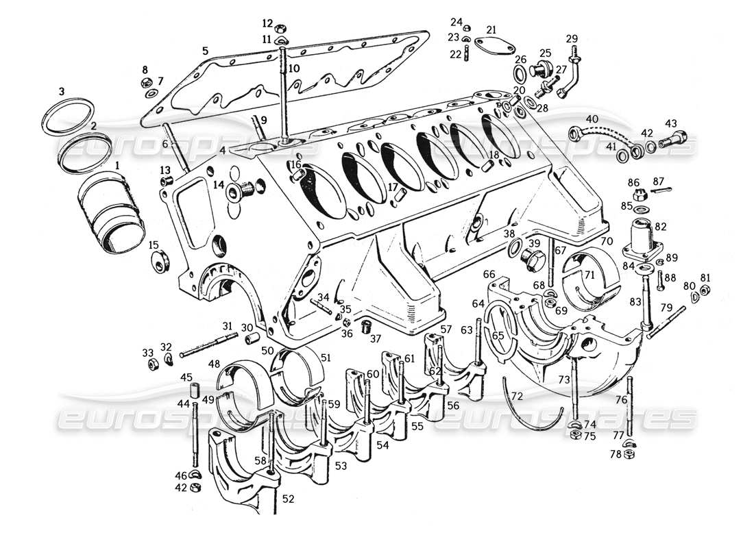 Ferrari 250 GTE (1957) Engine Crankcase Part Diagram