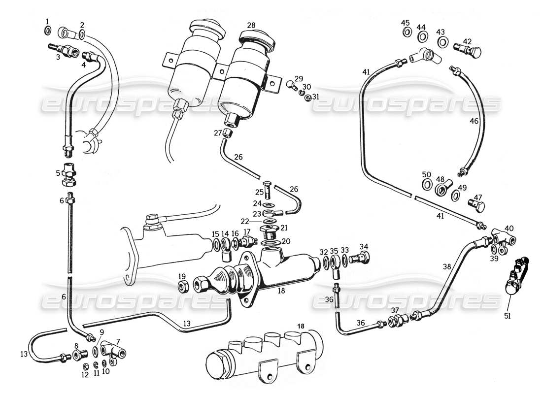 Ferrari 250 GTE (1957) Hydraulic Brake Control Part Diagram