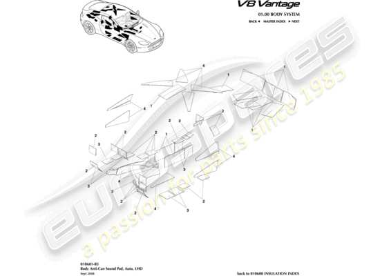 Aston Martin V8 Vantage 2017 Part Diagrams Eurospares