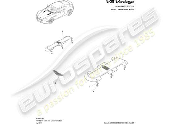 Aston Martin V8 Vantage 2017 Part Diagrams Eurospares