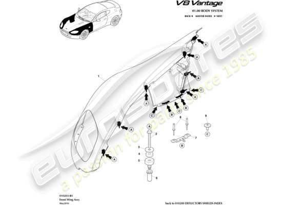 Aston Martin V8 Vantage 2018 Part Diagrams Eurospares