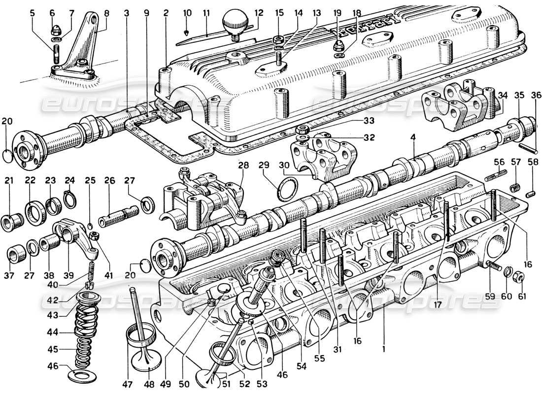 Ferrari 330 GTC Coupe Cylinder Heads Part Diagram