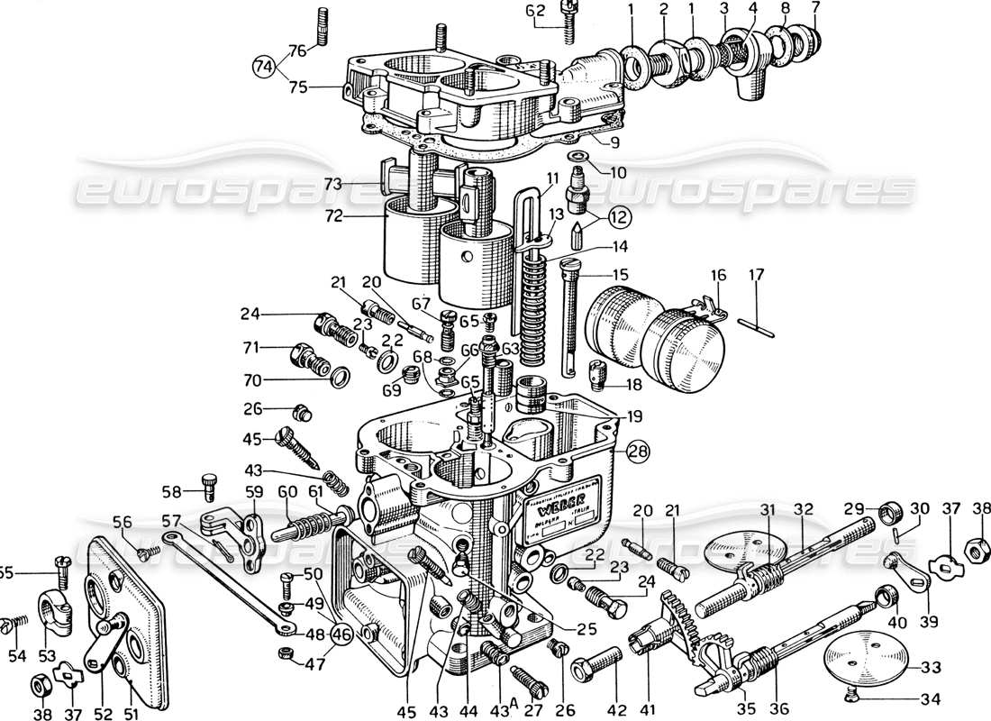 Ferrari 330 GTC Coupe Weber Carburettor (40 DCZ-6) Part Diagram