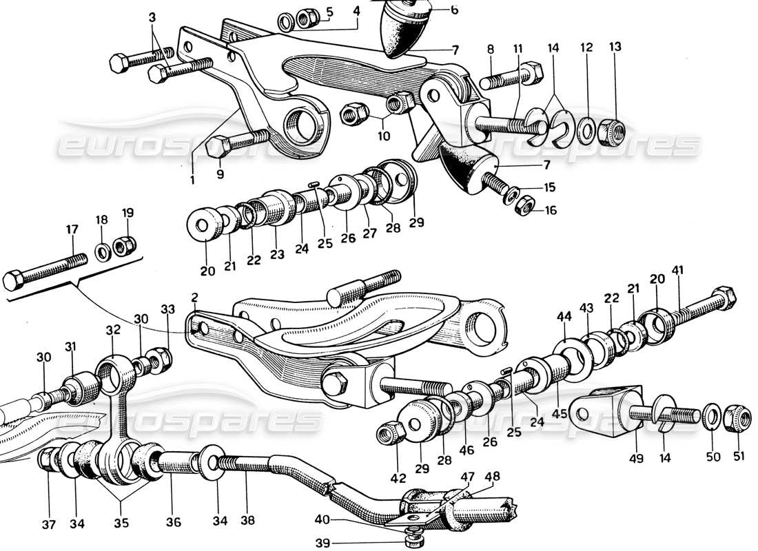 Ferrari 330 GTC Coupe Front Suspension - Wishbones Part Diagram