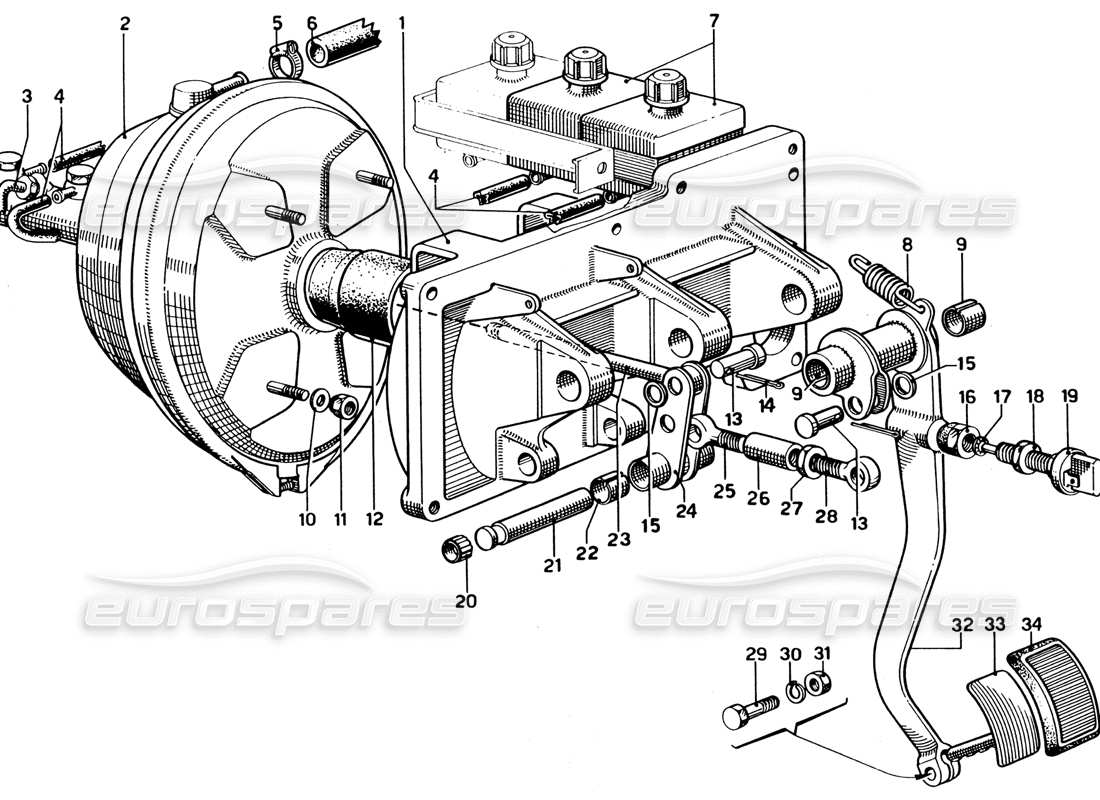 Ferrari 330 GTC Coupe Pedal Board - Brake Control Part Diagram