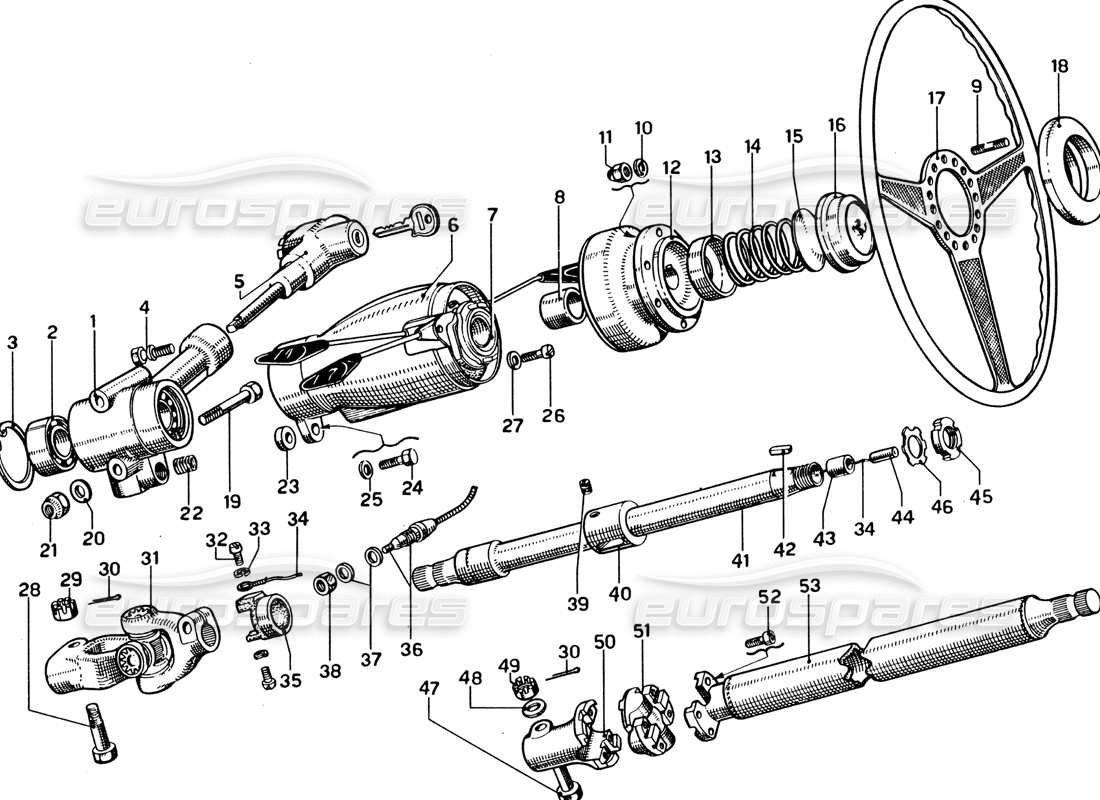 Ferrari 330 GTC Coupe Steering Column Part Diagram