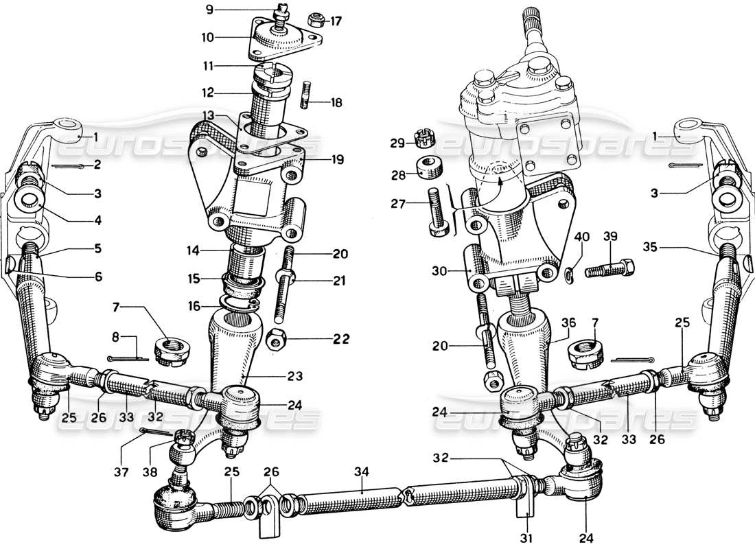 Ferrari 330 GTC Coupe Steering Linkage Part Diagram