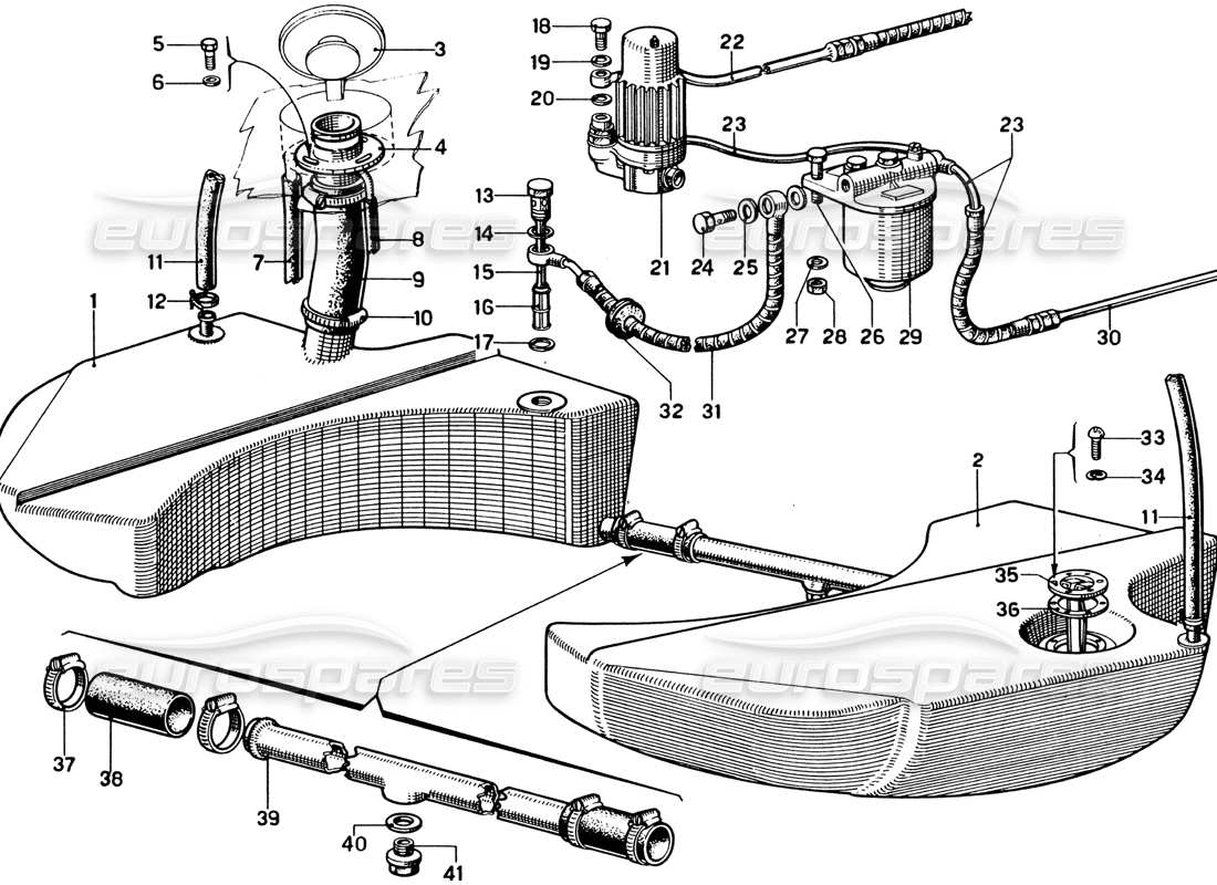 Ferrari 330 GTC Coupe FUEL TANK Part Diagram