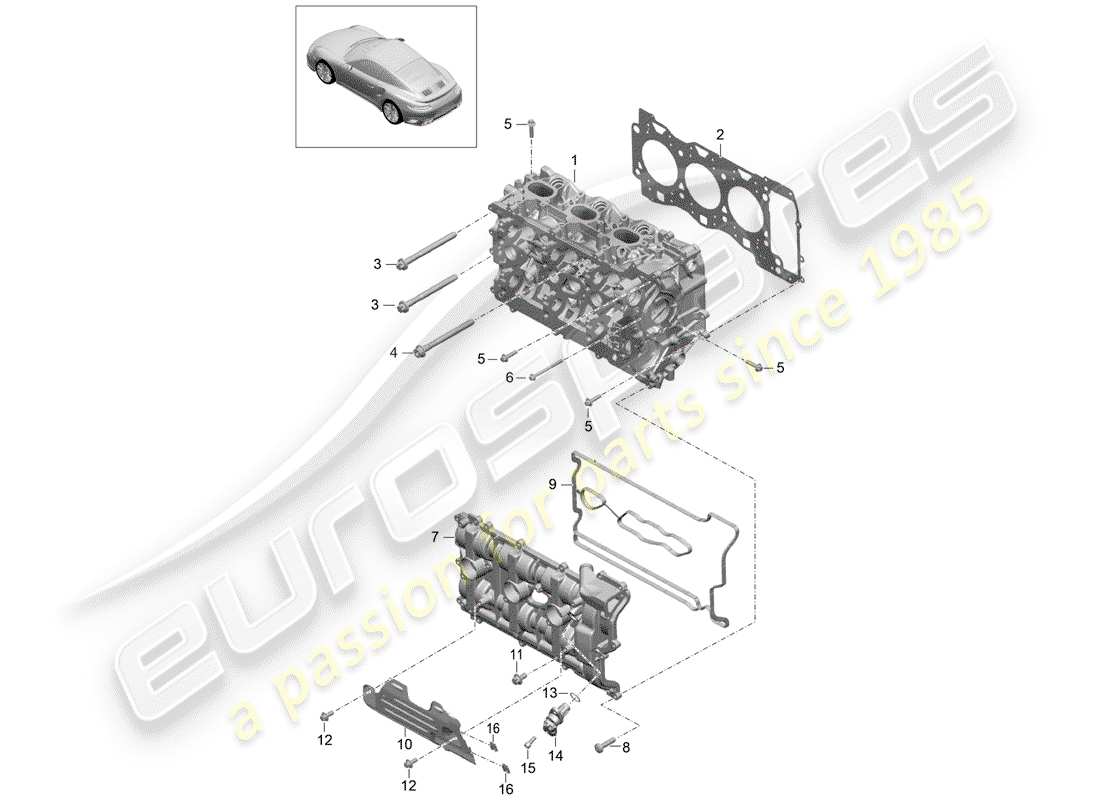 Porsche 991 Turbo (2018) CYLINDER HEAD Part Diagram
