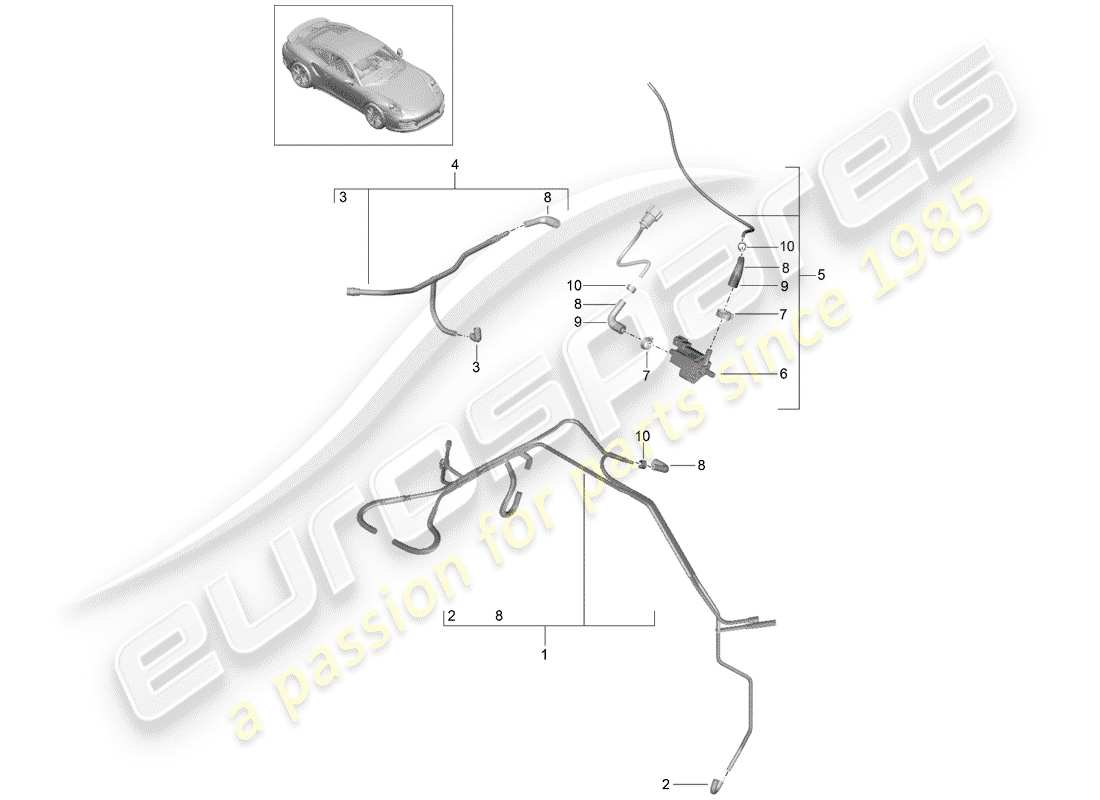 Porsche 991 Turbo (2018) VACUUM SYSTEM Part Diagram