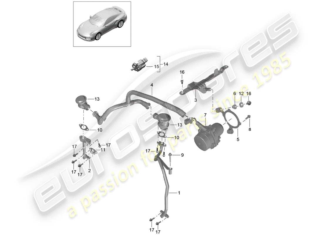 Porsche 991 Turbo (2018) Secondary Air Pump Part Diagram