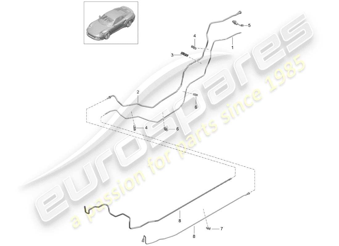 Porsche 991 Turbo (2018) FUEL LINE Part Diagram
