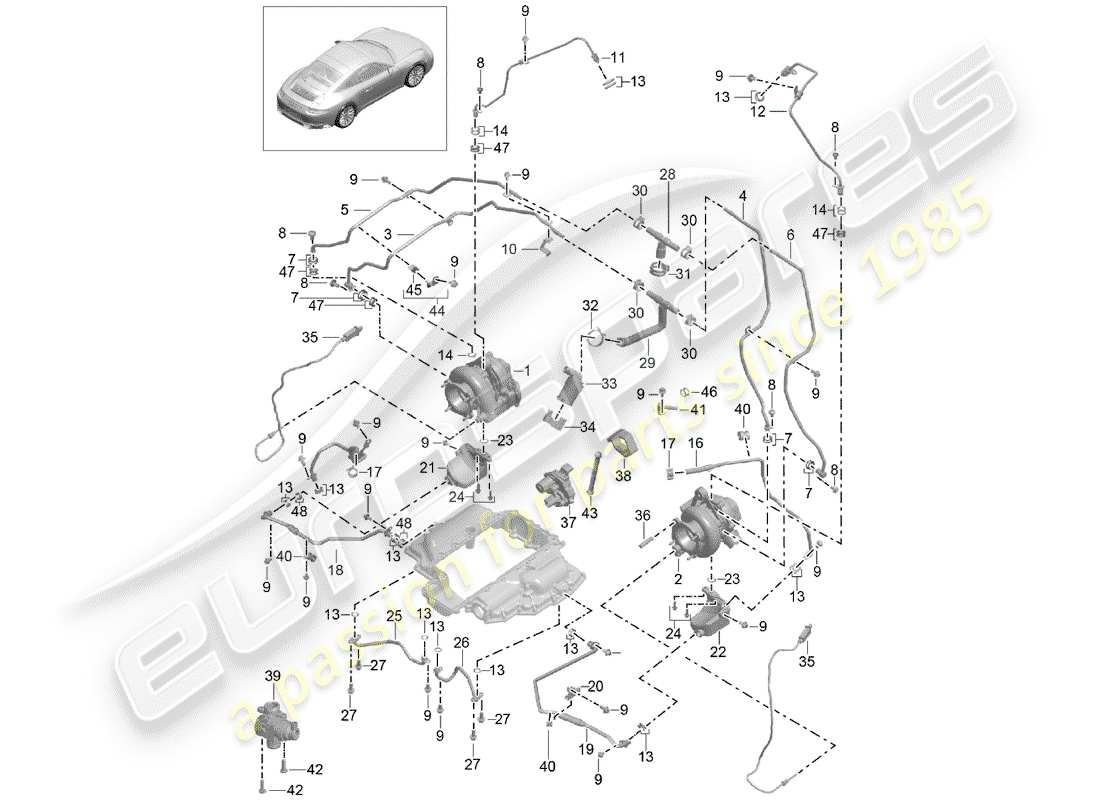 Porsche 991 Turbo (2018) EXHAUST GAS TURBOCHARGER Part Diagram