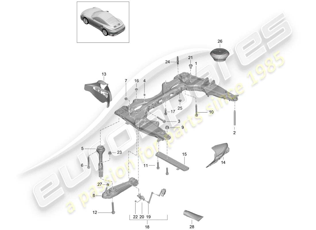 Porsche 991 Turbo (2018) CROSS MEMBER Part Diagram