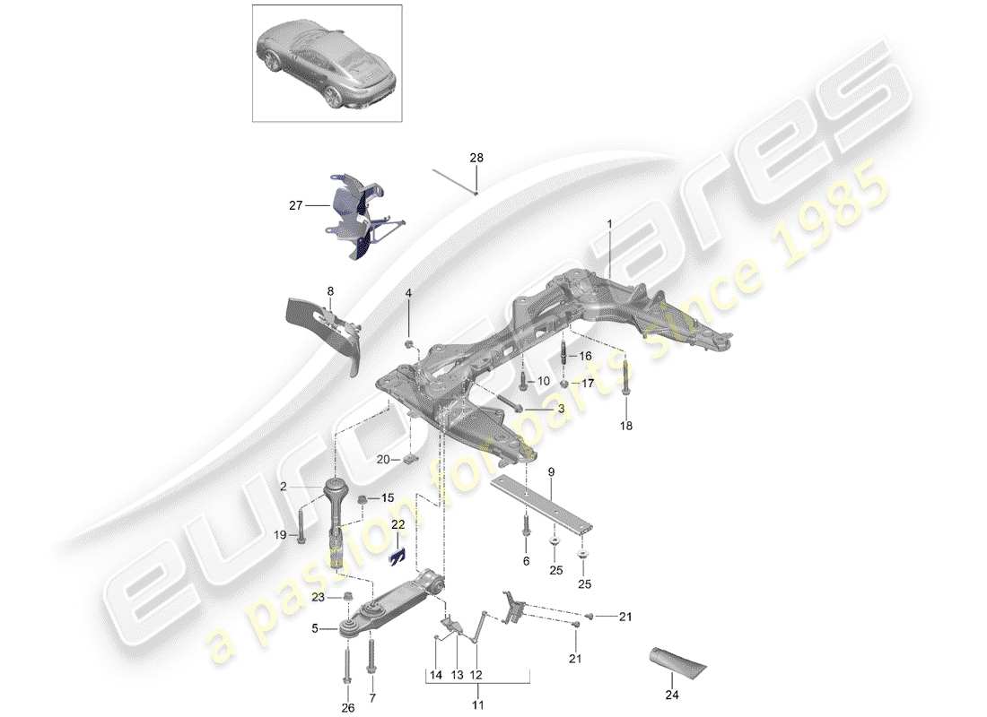 Porsche 991 Turbo (2018) CROSS MEMBER Part Diagram