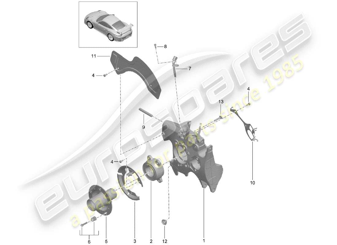 Porsche 991 Turbo (2018) wheel carrier Part Diagram