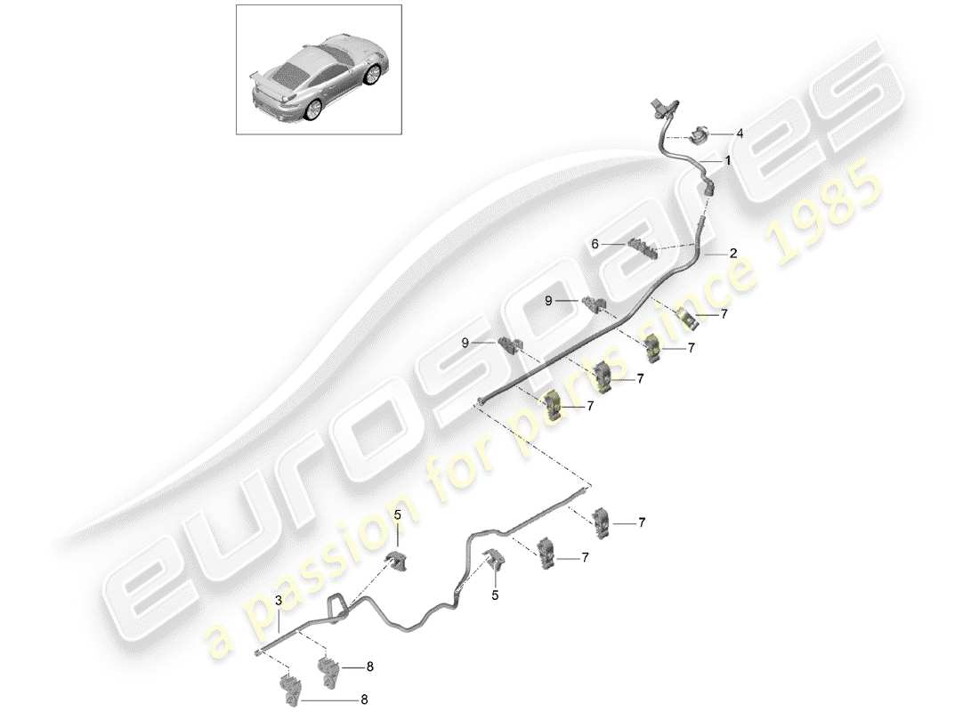 Porsche 991 Turbo (2018) VACUUM LINE Part Diagram
