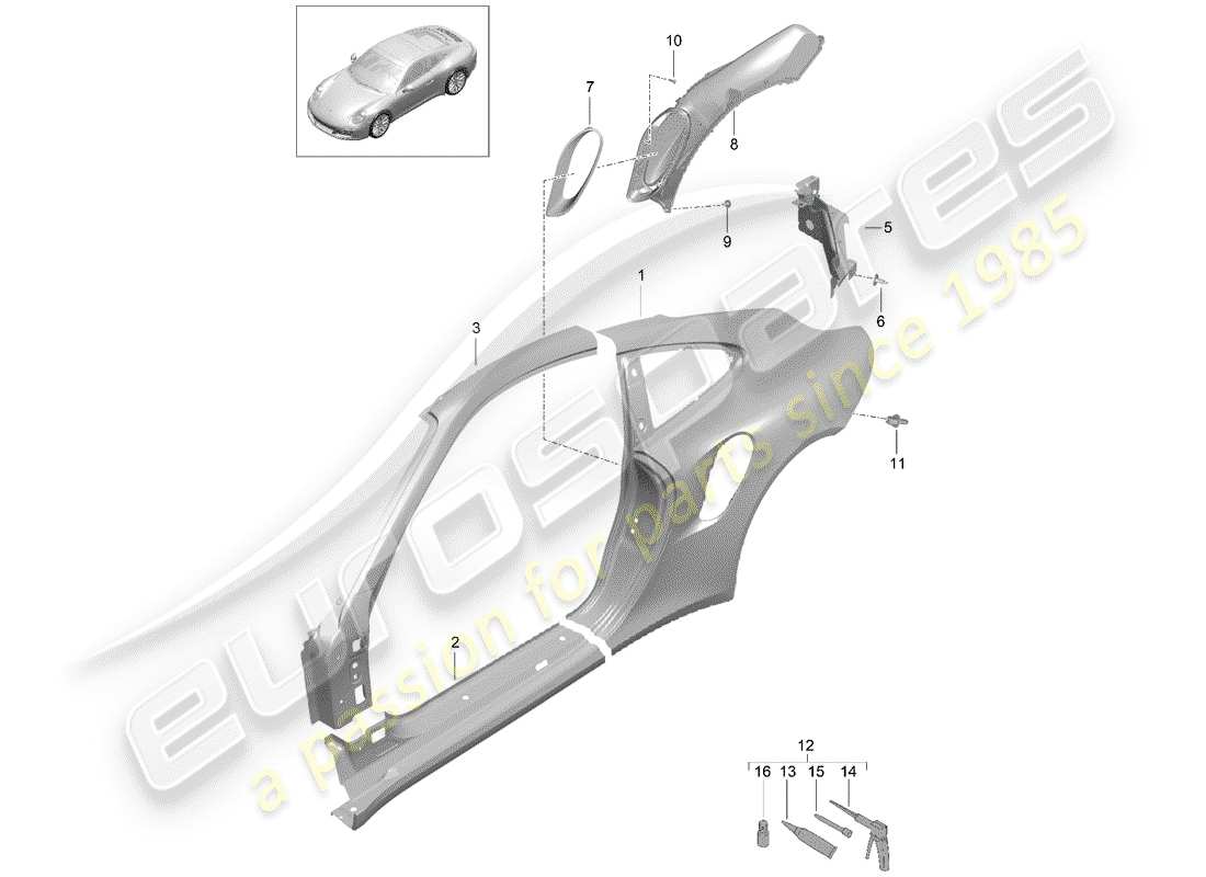 Porsche 991 Turbo (2018) SIDE PANEL Part Diagram