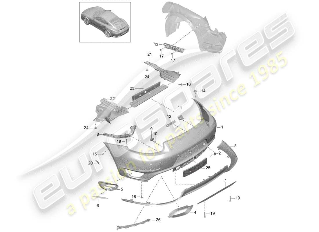 Porsche 991 Turbo (2018) BUMPER Part Diagram