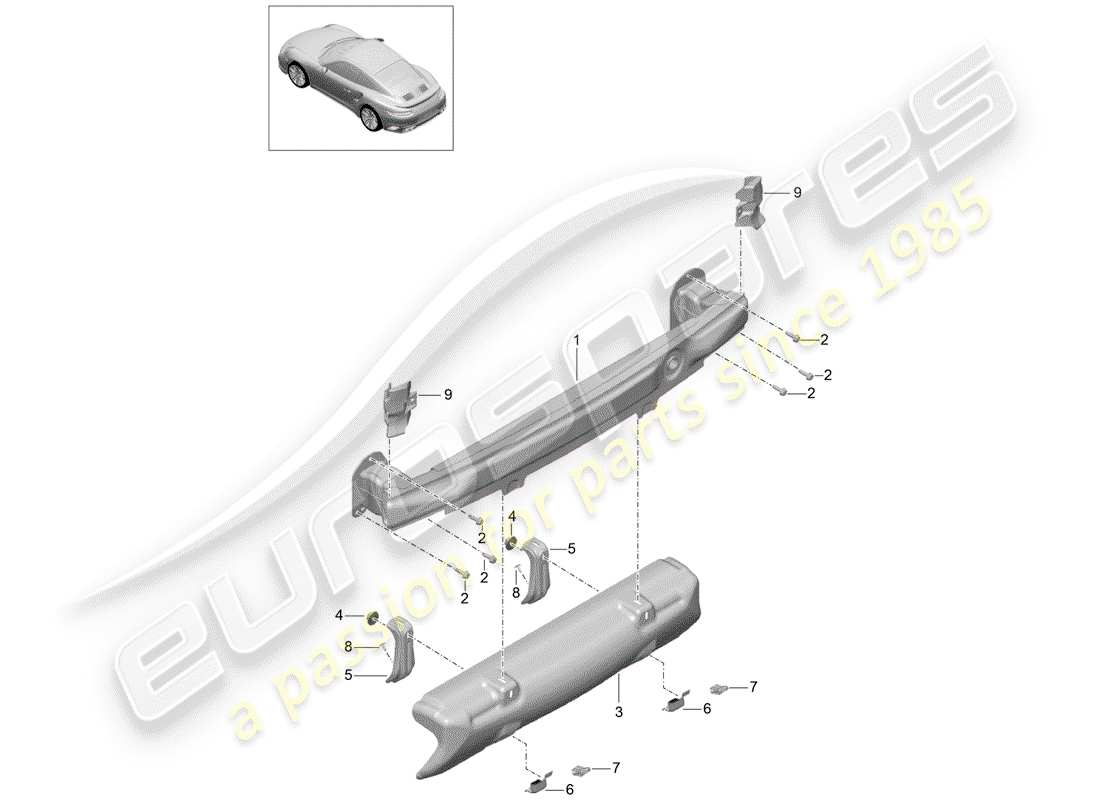 Porsche 991 Turbo (2018) BUMPER BRACKET Part Diagram