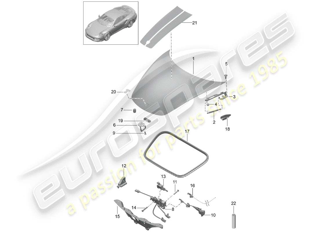 Porsche 991 Turbo (2018) COVER Part Diagram