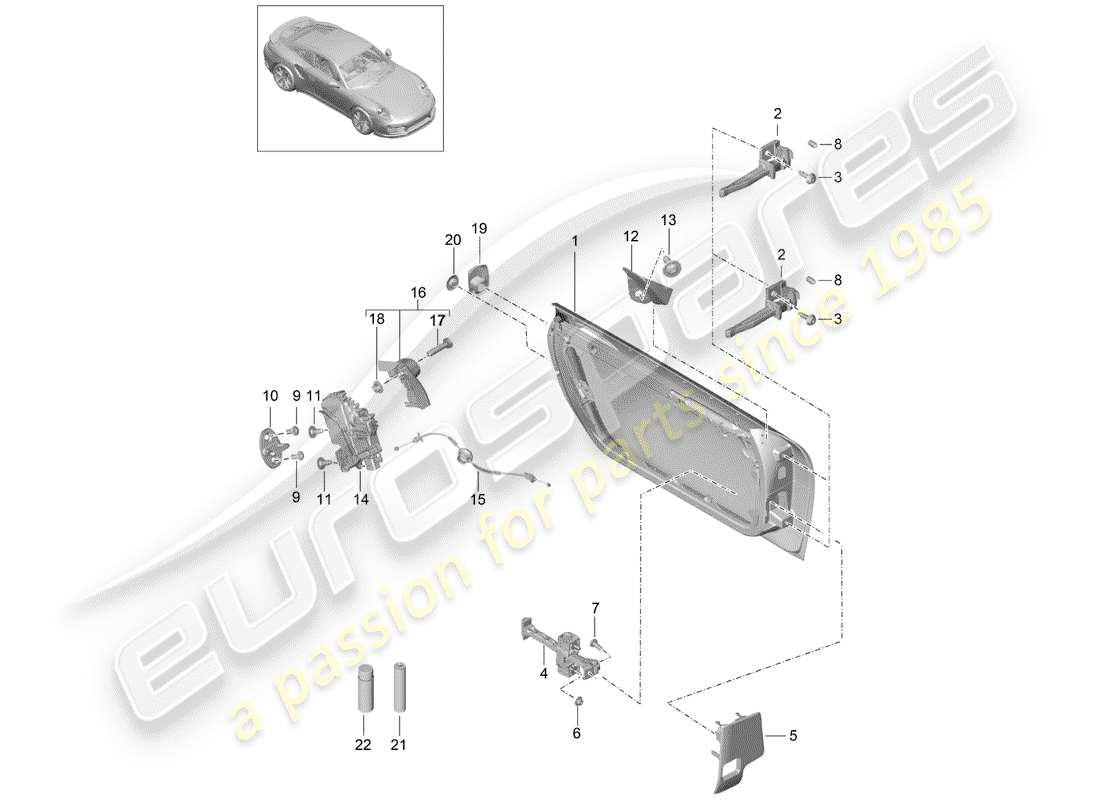 Porsche 991 Turbo (2018) DOOR SHELL Part Diagram