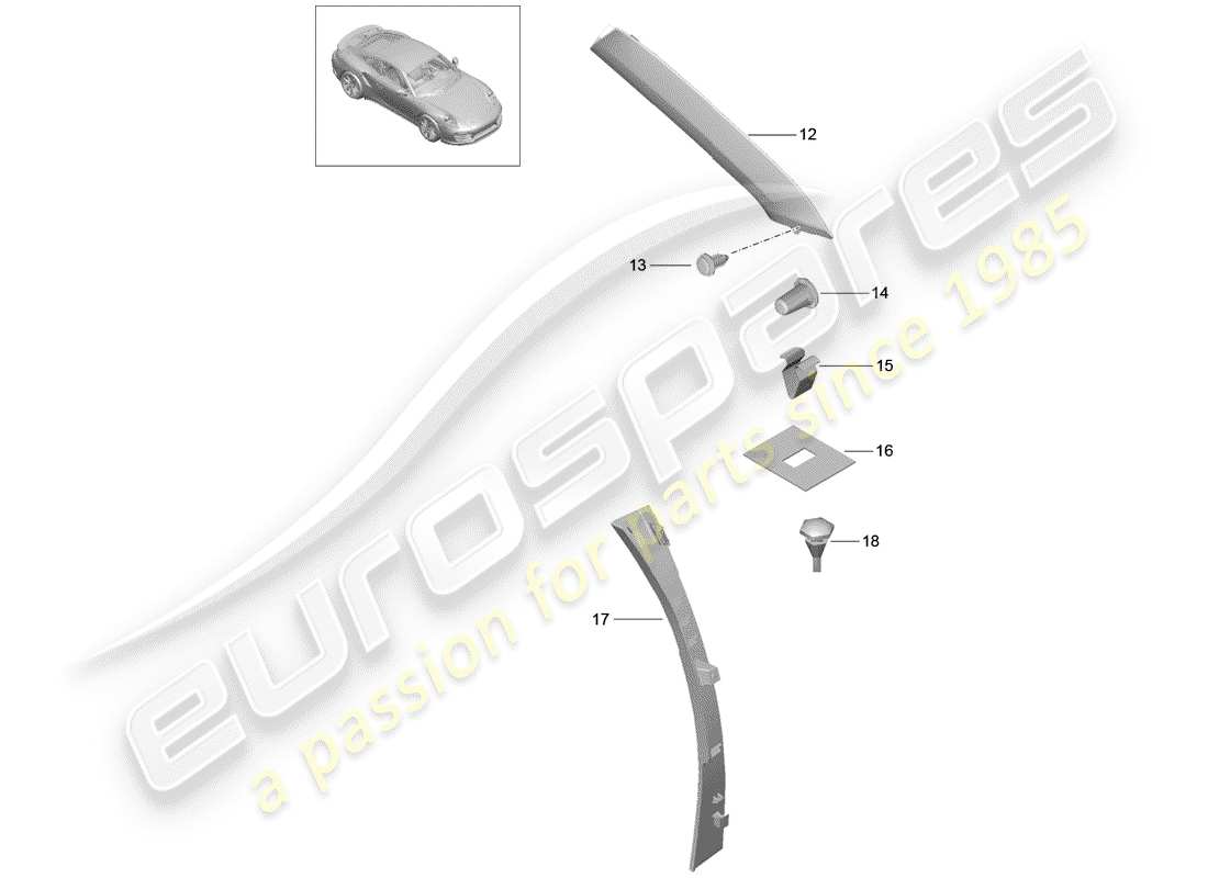 Porsche 991 Turbo (2018) a-pillar Part Diagram