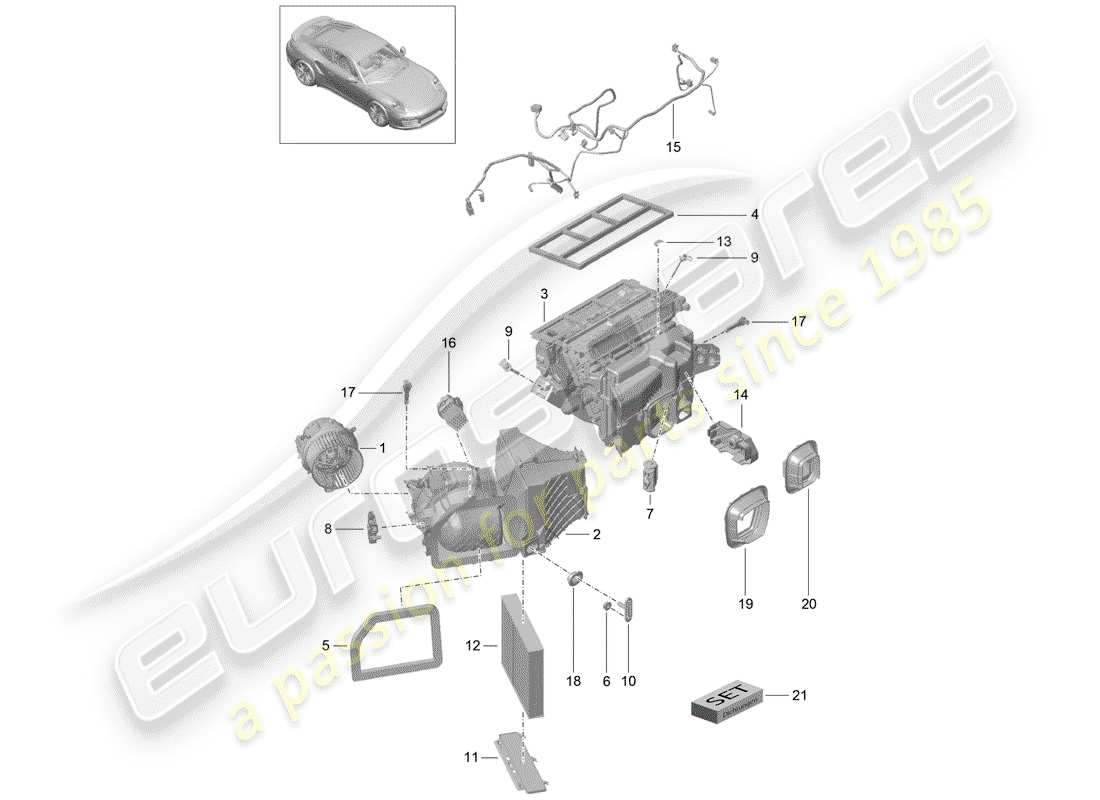 Porsche 991 Turbo (2018) AIR CONDITIONER Part Diagram
