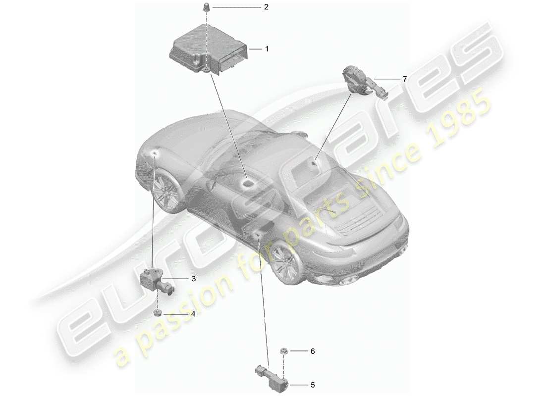 Porsche 991 Turbo (2018) air bag control module Part Diagram