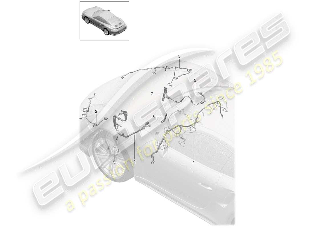 Porsche 991 Turbo (2018) wiring harnesses Part Diagram