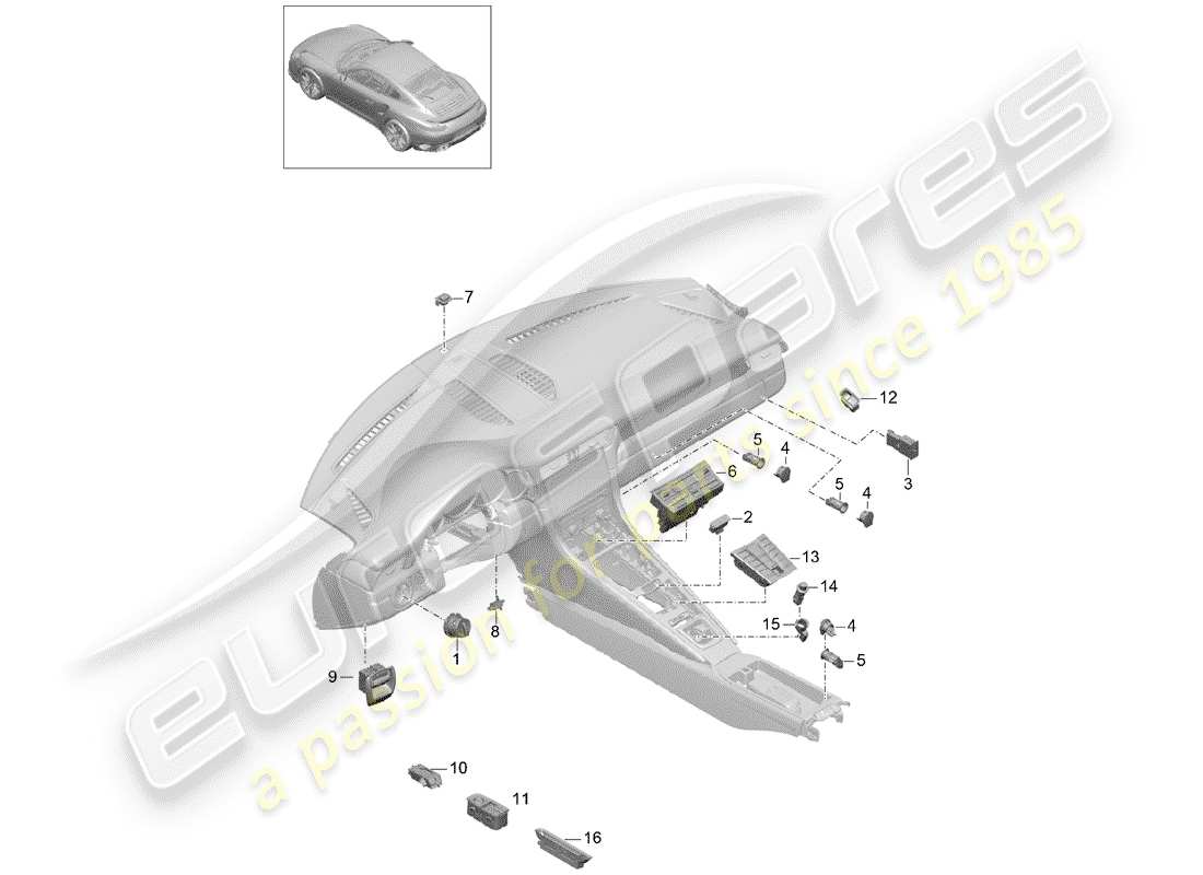 Porsche 991 Turbo (2018) SWITCH Part Diagram