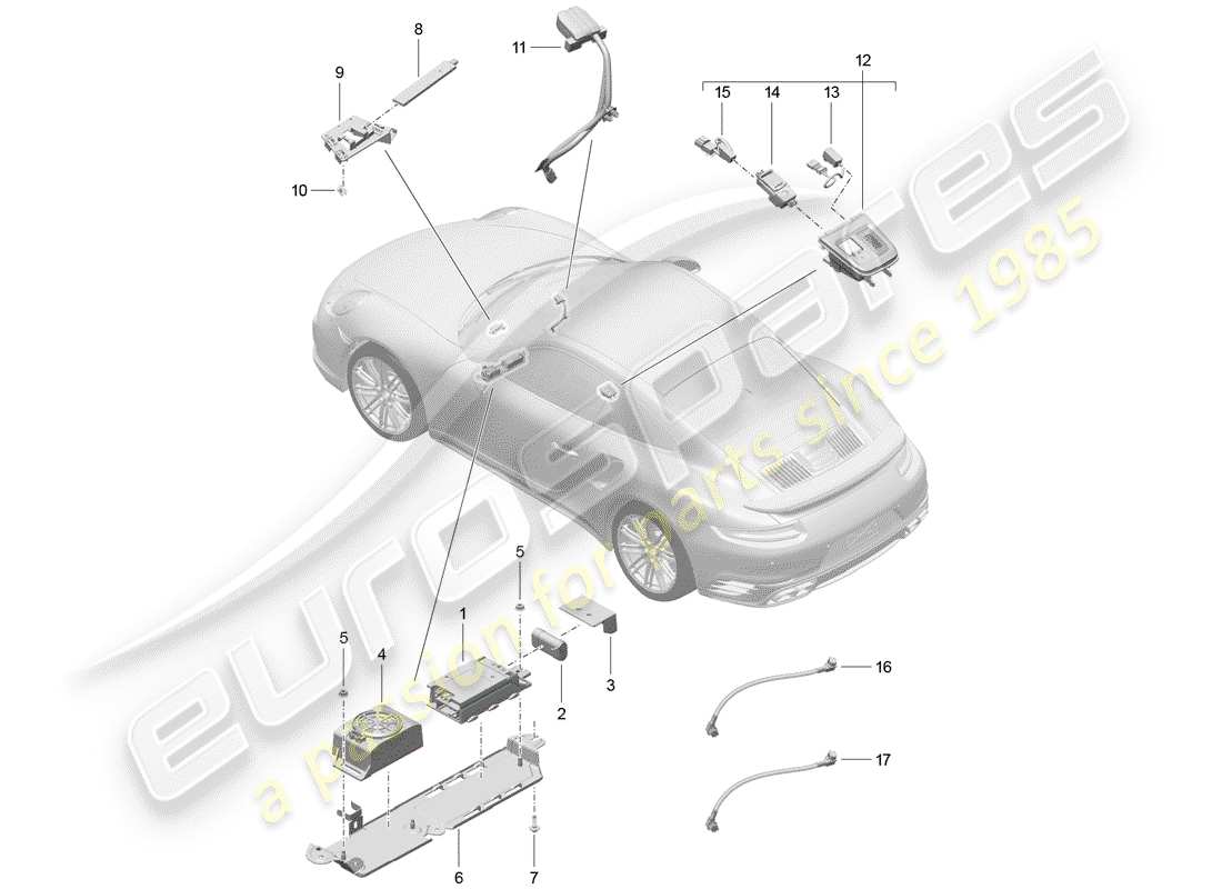 Porsche 991 Turbo (2018) for vehicles with telephone Part Diagram