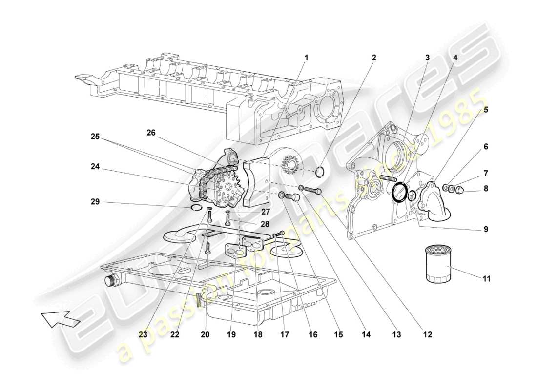 Lamborghini LP640 Coupe (2008) oil pump Part Diagram
