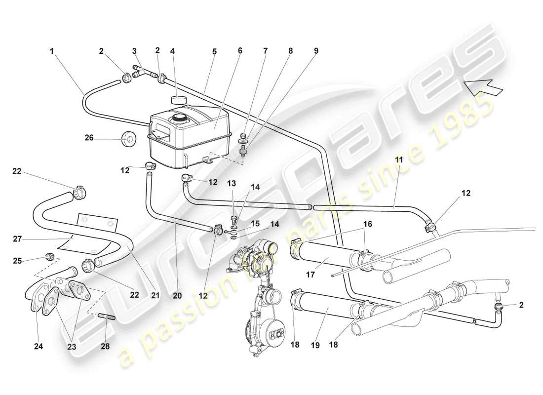 Lamborghini LP640 Coupe (2008) COOLANT COOLING SYSTEM Part Diagram