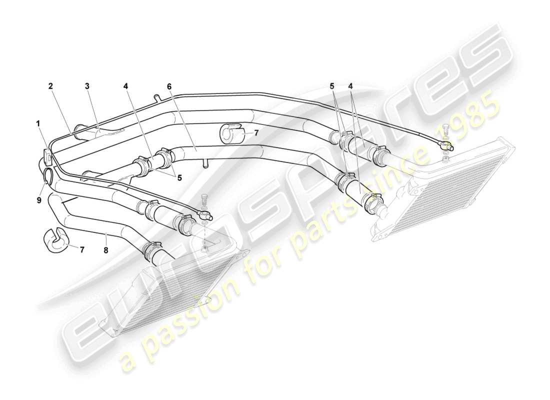 Lamborghini LP640 Coupe (2008) COOLANT COOLING SYSTEM Part Diagram