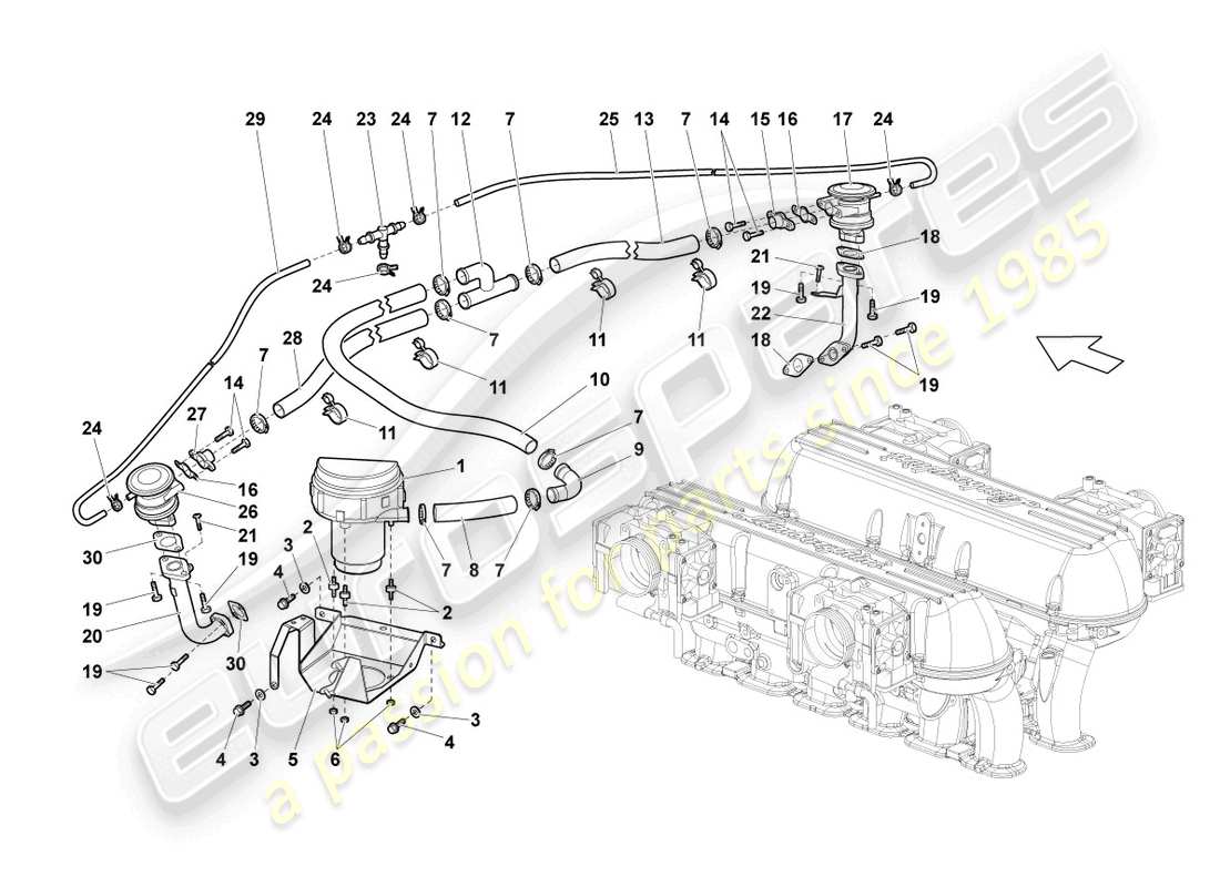 Lamborghini LP640 Coupe (2008) Secondary Air Pump Part Diagram