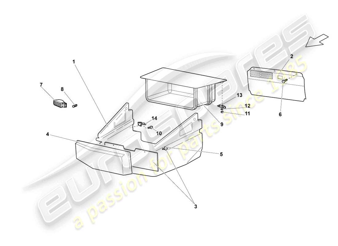 Lamborghini LP640 Coupe (2008) LUGGAGE BOOT TRIMS Part Diagram