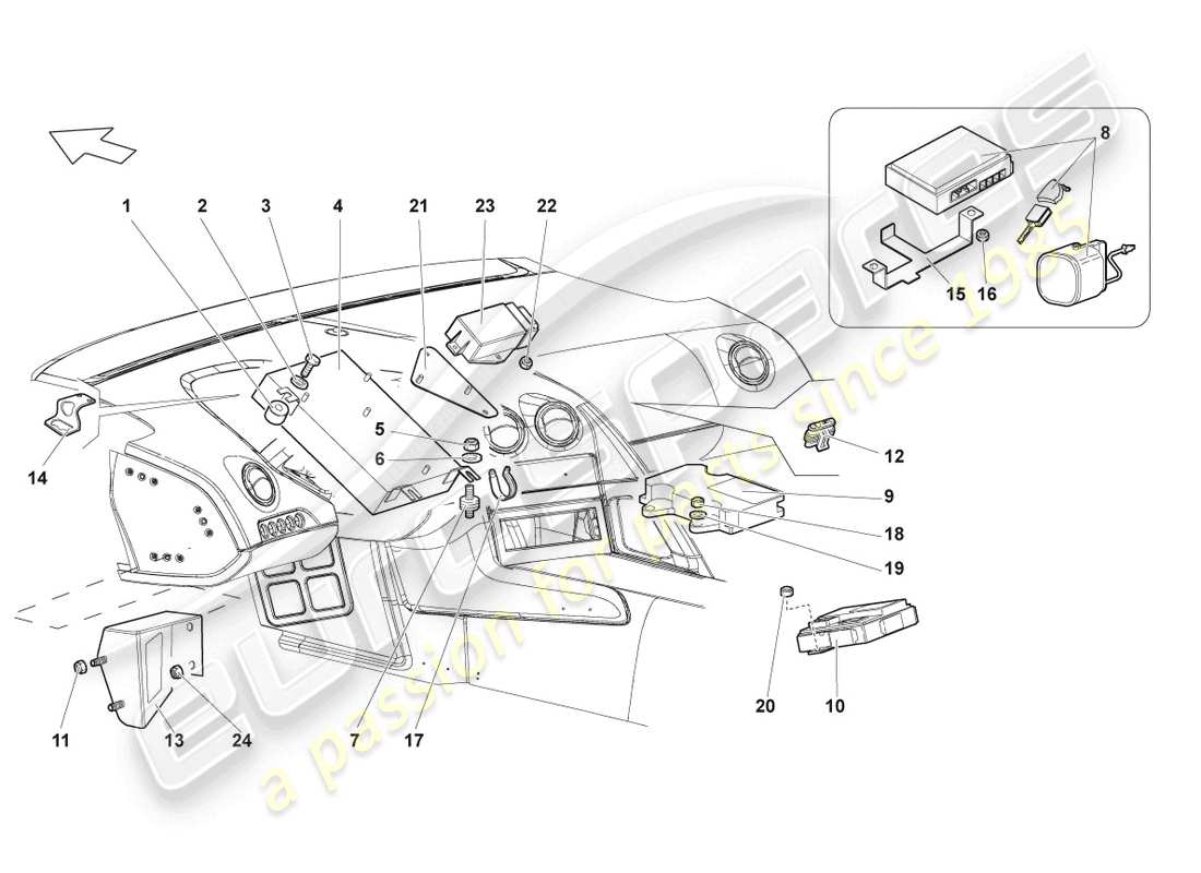 Lamborghini LP640 Coupe (2008) CONTROL MODULES FOR ELECTRICAL SYSTEMS Part Diagram