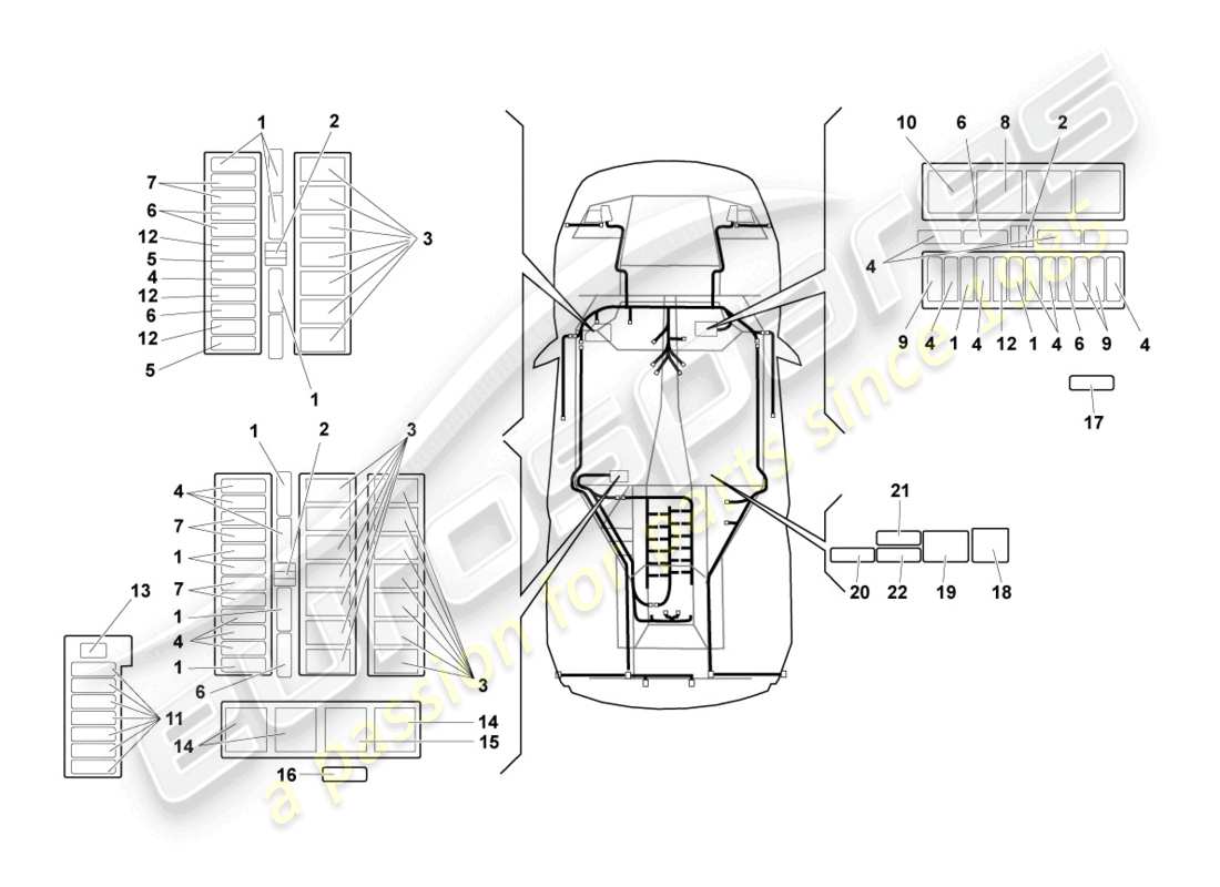Lamborghini LP640 Coupe (2008) CENTRAL ELECTRICS Part Diagram