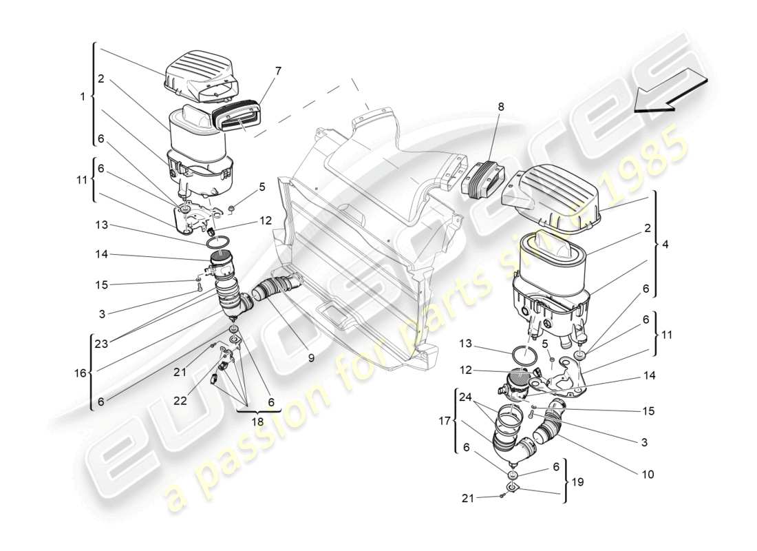 Maserati Ghibli (2014) air filter, air intake and ducts Part Diagram