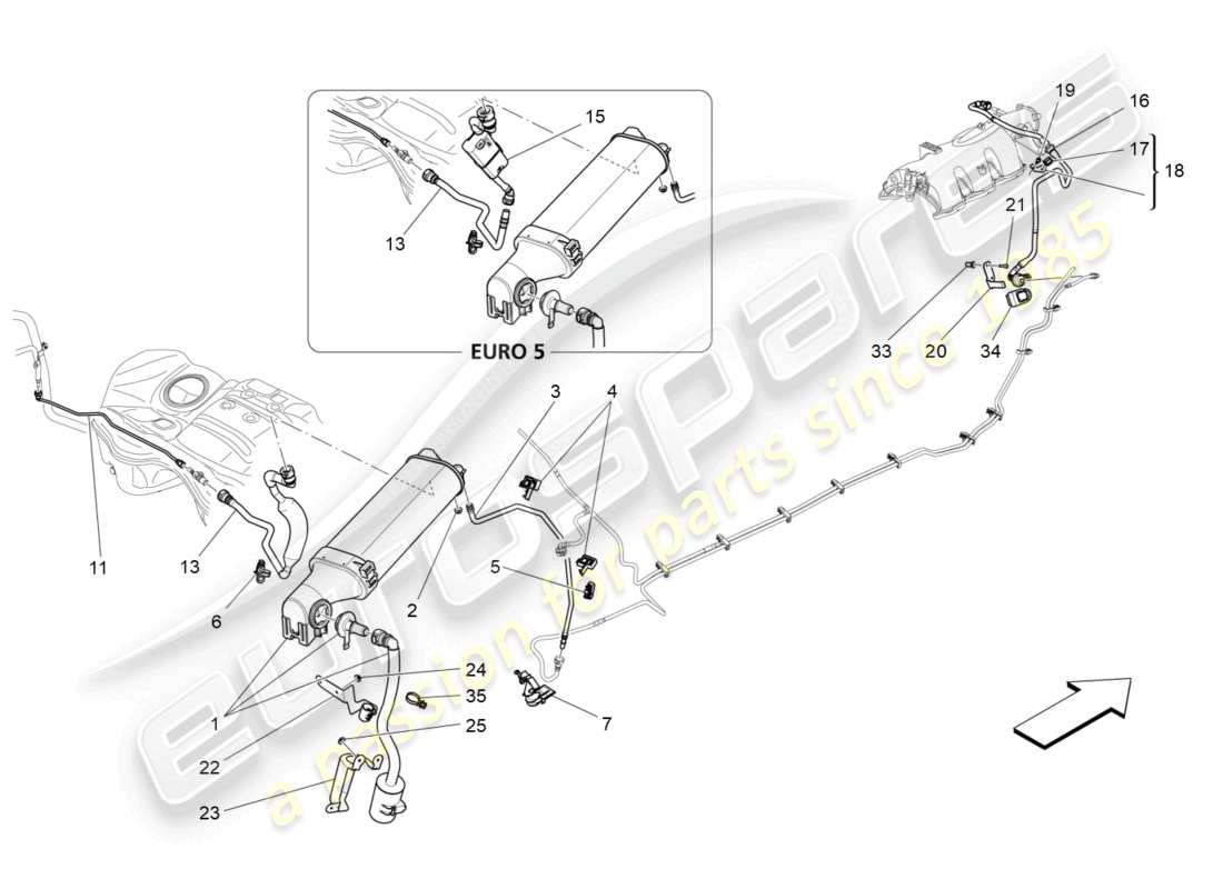 Maserati Ghibli (2014) fuel vapour recirculation system Part Diagram