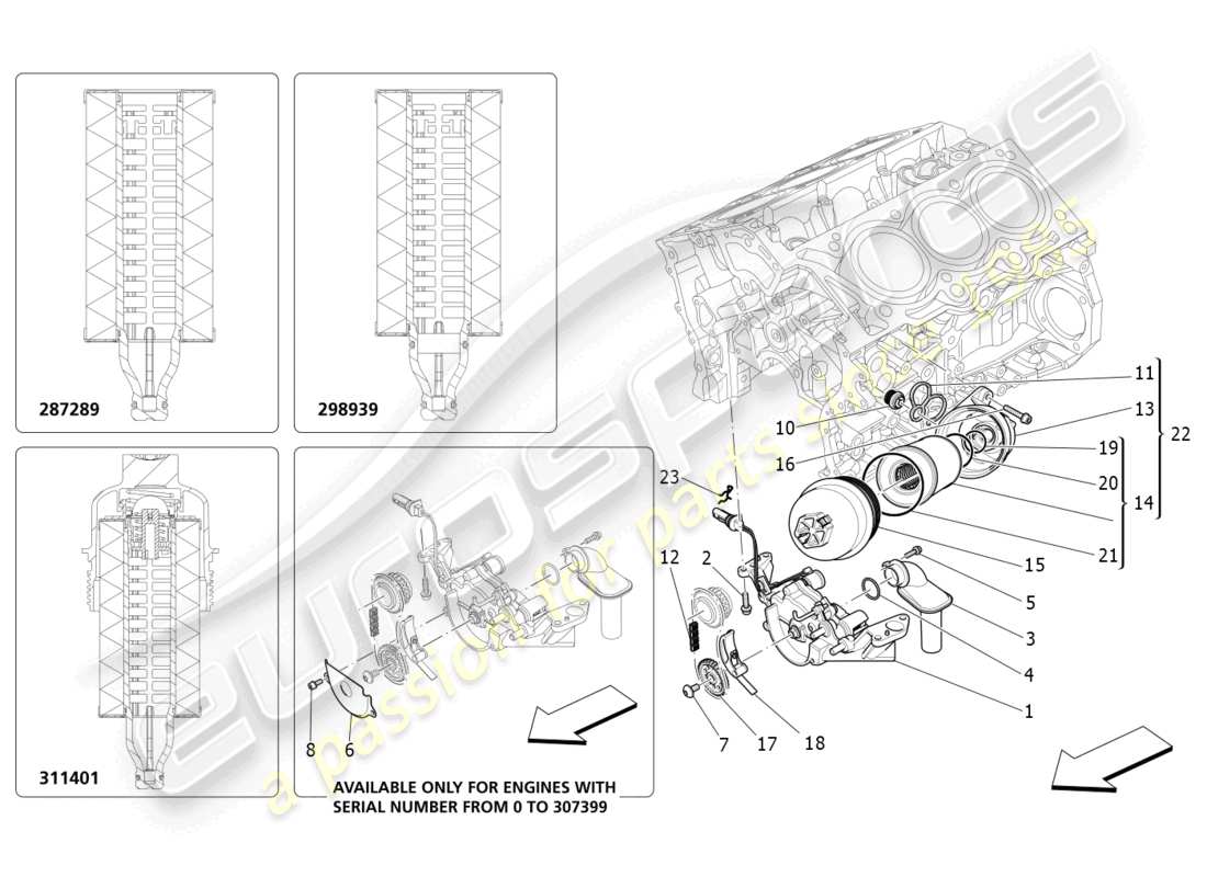 Maserati Ghibli (2014) lubrication system: pump and filter Part Diagram