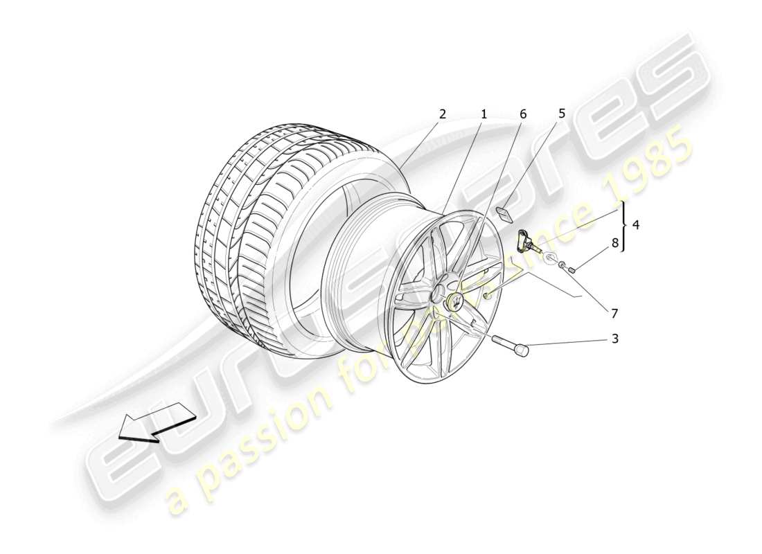 Maserati Ghibli (2014) wheels and tyres Part Diagram