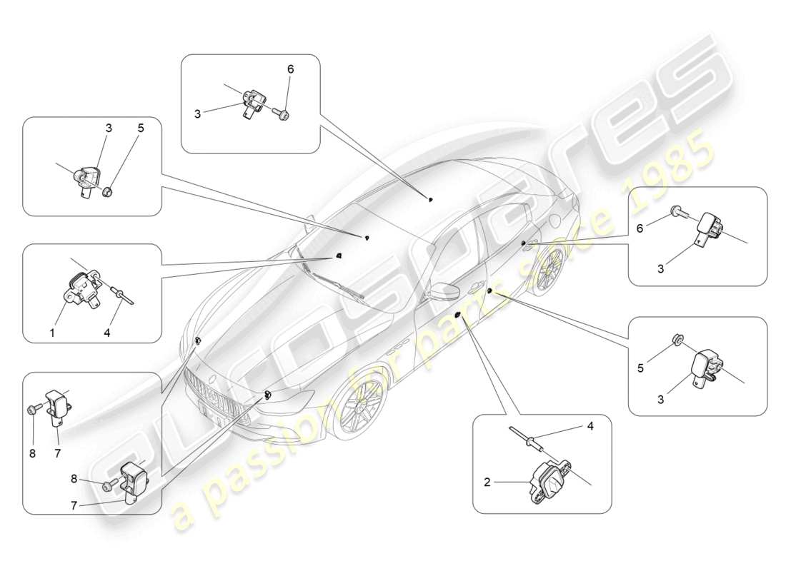 Maserati Ghibli (2014) CRASH SENSORS Part Diagram
