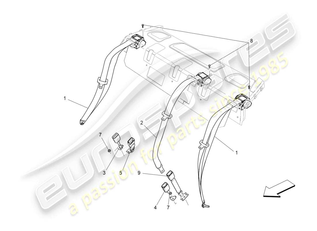 Maserati Ghibli (2014) REAR SEAT BELTS Part Diagram
