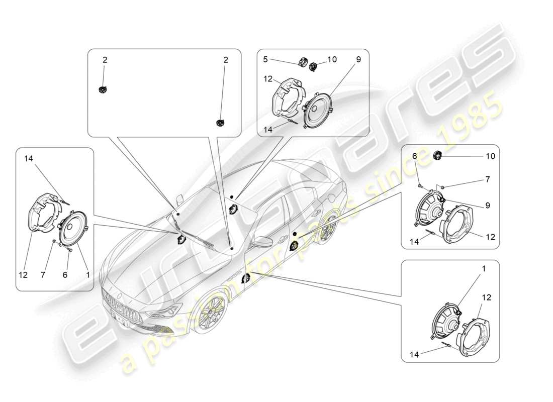 Maserati Ghibli (2014) sound diffusion system Part Diagram