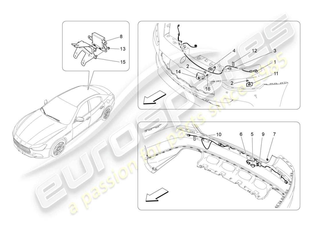 Maserati Ghibli (2014) parking sensors Part Diagram
