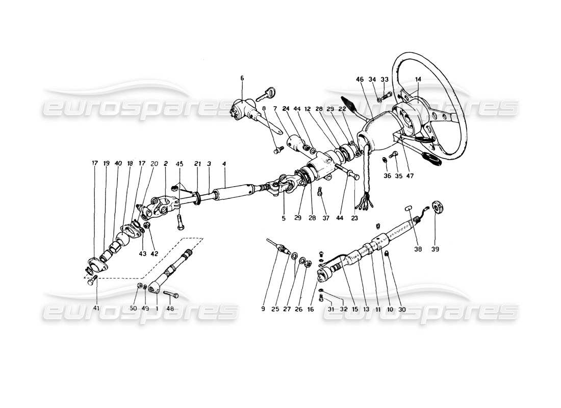 Ferrari 246 Dino (1975) Steering Control Part Diagram